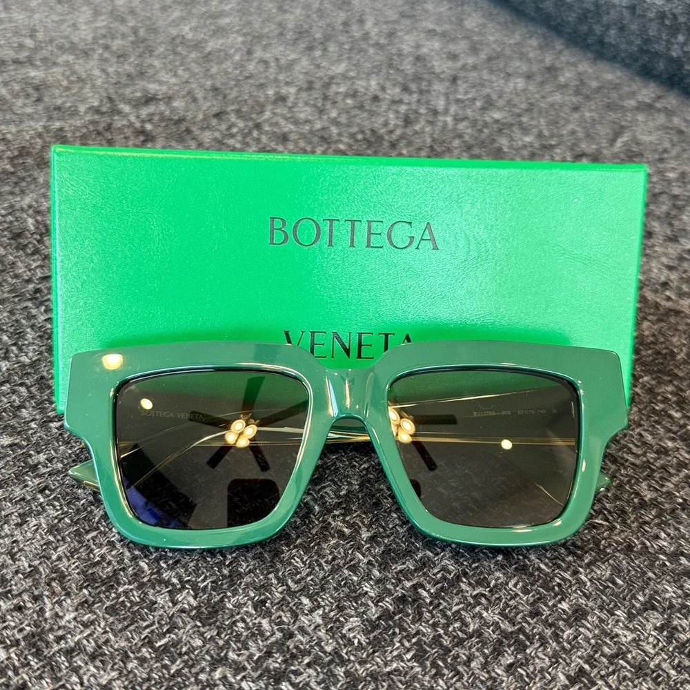 BOTTEGA VENETA Green Acetate BV1276S Square Frame Sunglasses
